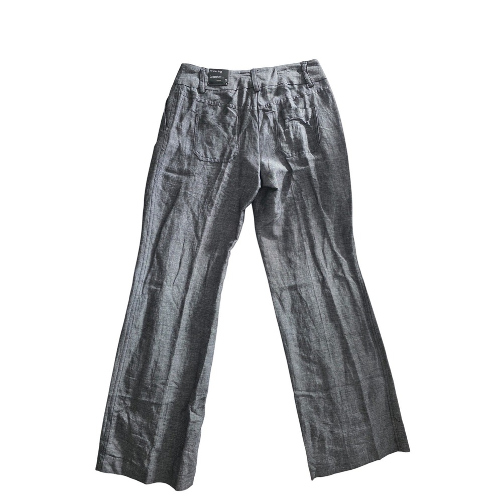Alfani Womens Grey Linen Blend Wide Leg Dress Pants Size 2 Career Trousers - Picture 3 of 6